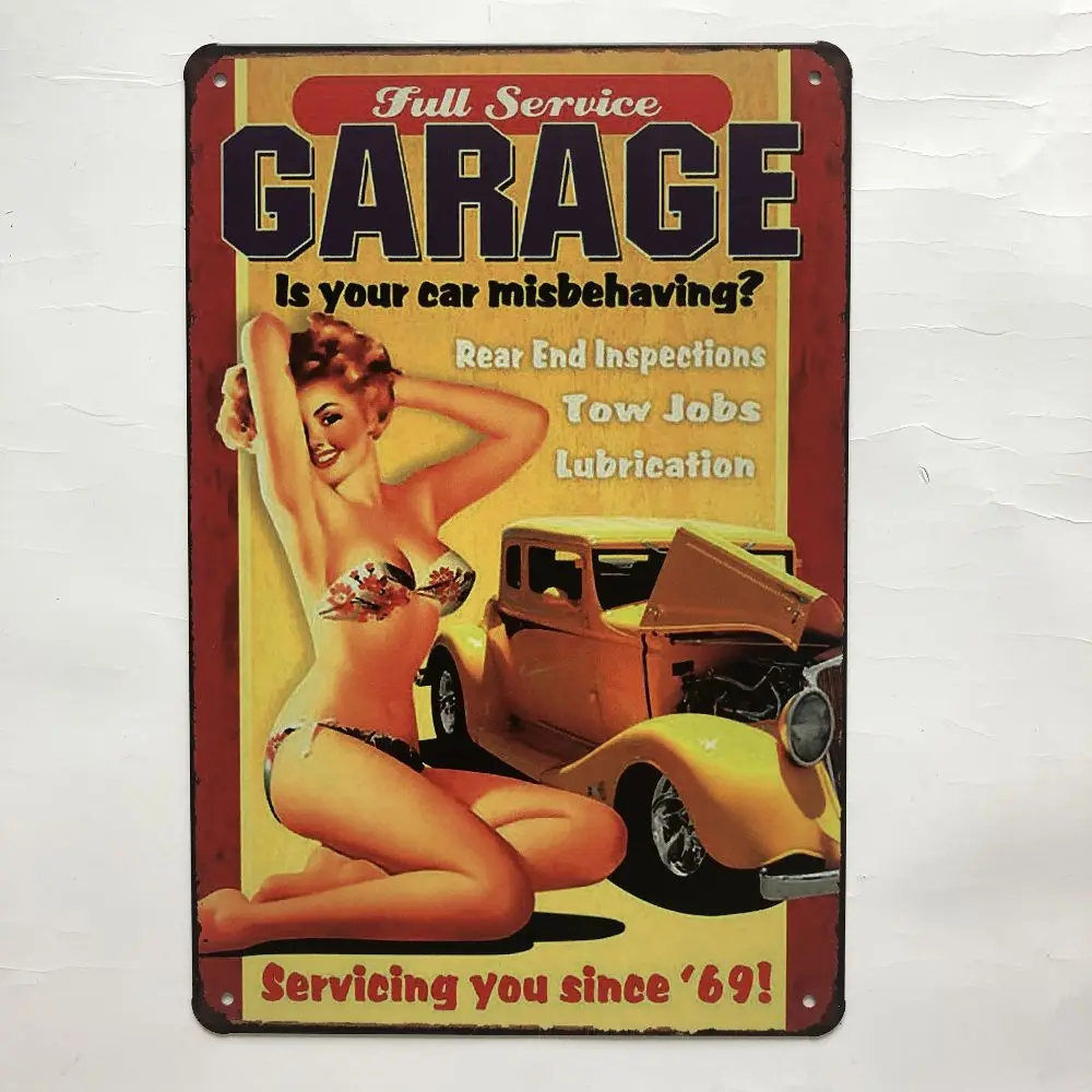 Полный сервис Жестяная Табличка на гараж металлическая пластина винтажный