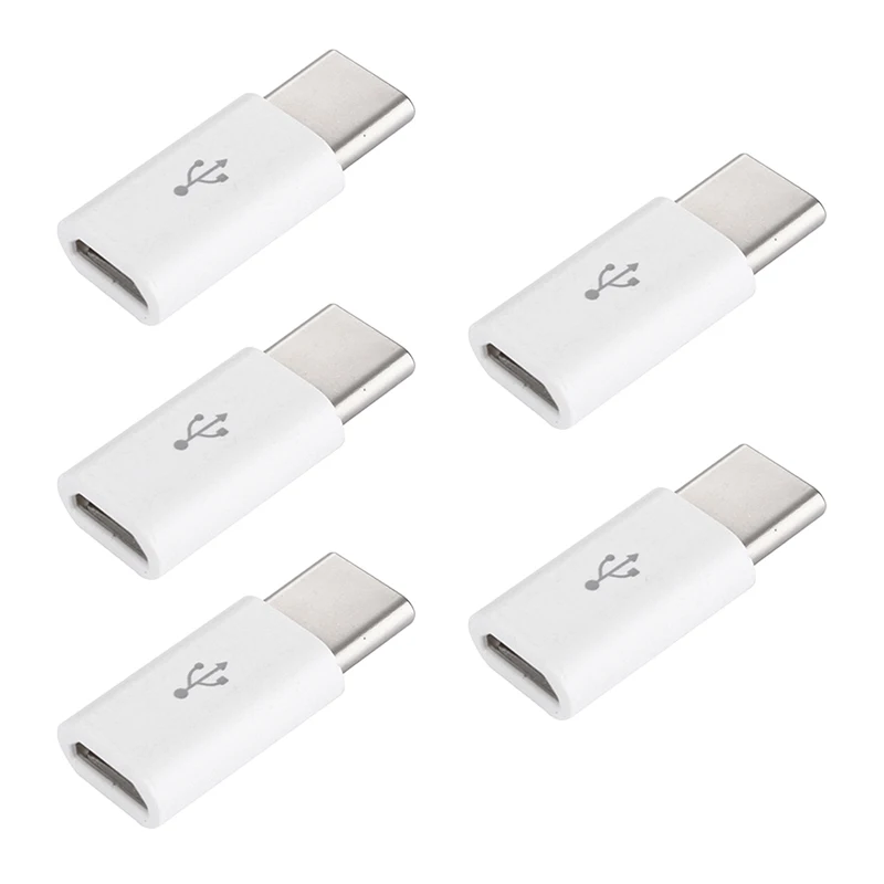 5pc Micro USB To USB C Adapter Mobile Phone Adapter Type-c Interface Data Line Charging Converter For Samsung Xiaomi Huawei