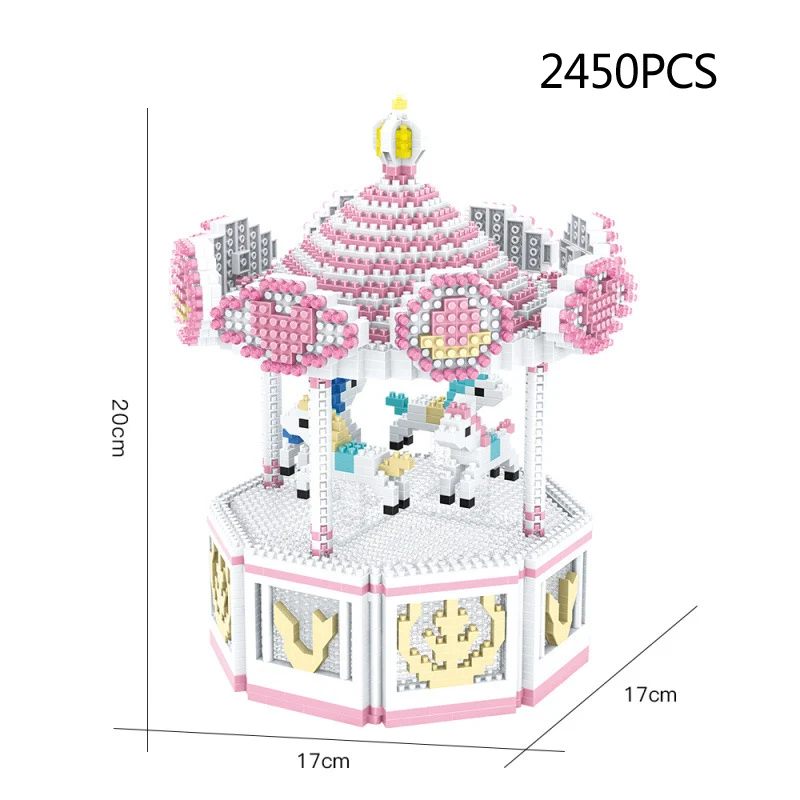 

Creative Amusement Park Rides Merry-go-round Micro Diamond Block Carousel Assemble Nanobricks Toys Building Bricks Collection