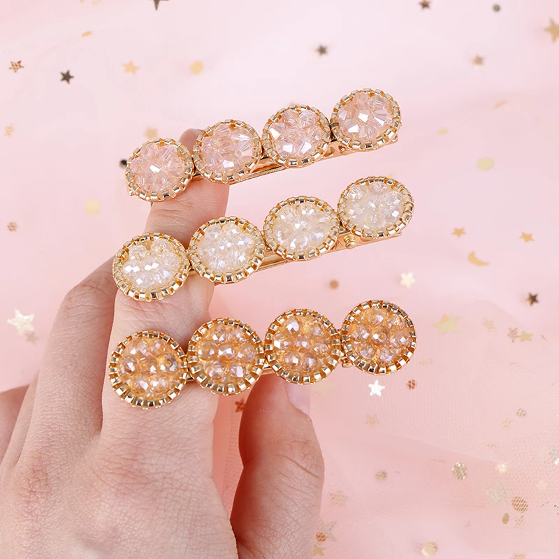 Корейский Кристалл Стразы заколки для волос женские Геометрическая круглая