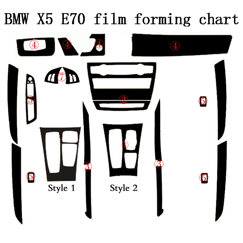 

For BMW X5 E70/X6 E71 Interior Central Control Panel Door Handle 3D/5D Carbon Fiber Stickers Decals Car styling Accessorie