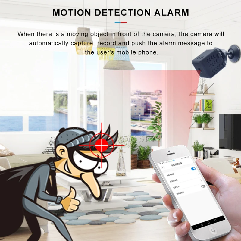 HD мини WiFi камера P2P веб-камера Автоматическое ночное видение Обнаружение