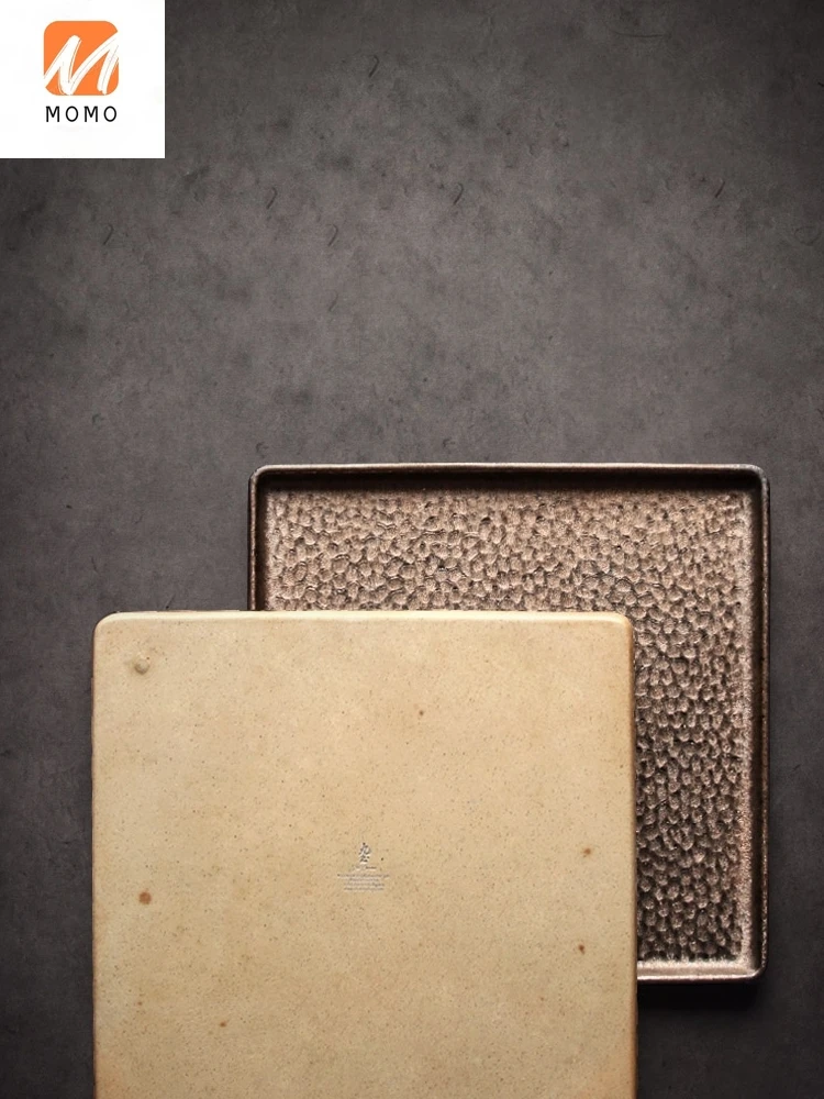

Japanese Style Handmade Ceramic Square Sushi Plate Fish Dish Japanese Material Plate Tea Tray Creative Home Dumpling Plate