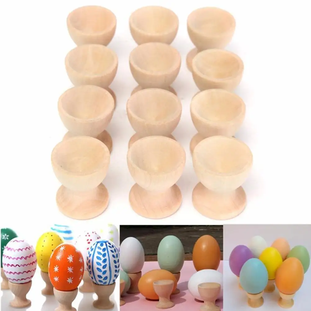 

Wooden Egg Holder Tabletop Egg Tray Container DIY Easter Wooden Egg Storage Holder Cup Simulation Painting Mold Tray Kids Toy