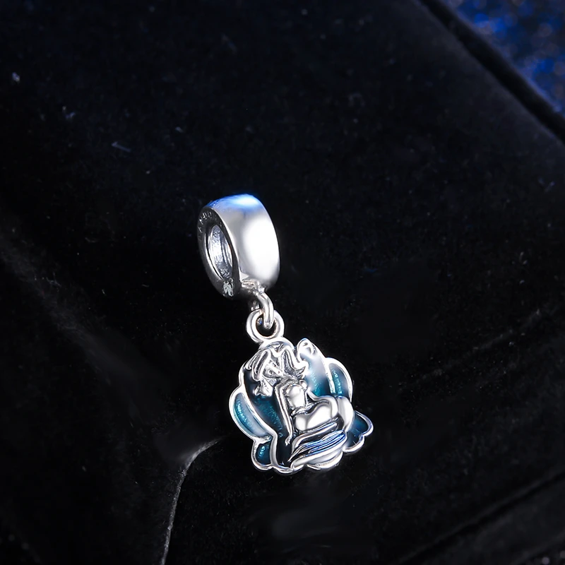 DEVOLOVE подвеска с русалкой подлинное 925 пробы серебряные подвески шармы Голубая