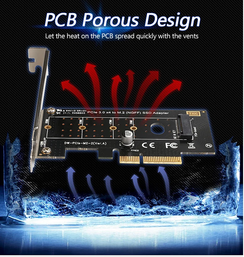 Утхай T16 M.2 NVME PCI-E адаптер M.2 NVMe SSD PCIE 3,0X16X8X4 переходная карта для M ключ интерфейс SSD карты расширения