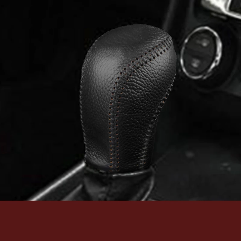 

Lsrtw2017 Leather Car Handbrake Gear Shift Knob Cover for Skoda Kamiq 2020 2021 Accessories Auto Lever Head Trims