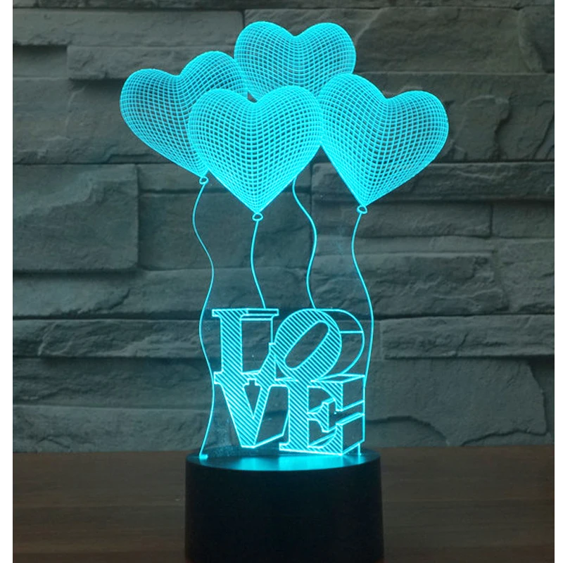 3D светодиодный ночной Светильник s воздушный шарик с надписью &quotлюбовь&quot 7