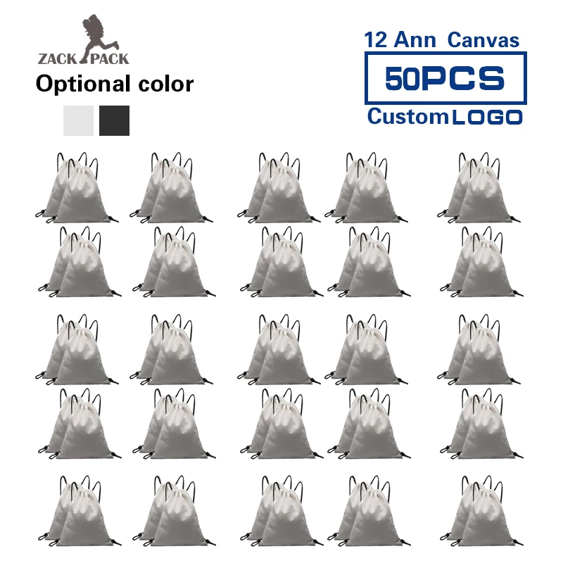 Zackpack 50 шт. индивидуальный логотип парусиновая сумка на шнурке рюкзак карман