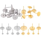 Основа для сережек-гвоздиков из нержавеющей стали, металлическая плоская задняя пустая основа для изготовления ювелирных изделий сделай сам, аксессуары, 50100 шт.лот, 3-12 мм