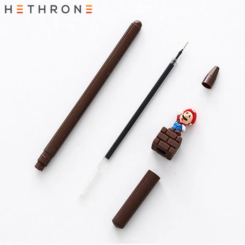 Hethrone 3 шт./лот ручки для школы супер Мэри дизайн канцлер гелевая ручка kawaii