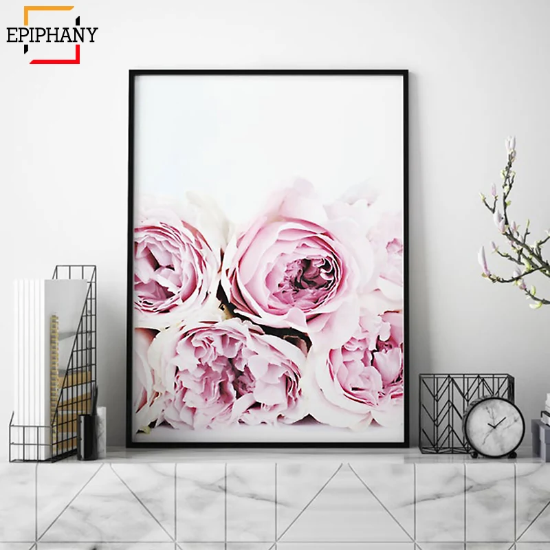 Розовый Настенный художественный постер пион с принтом румян пионы цветочный