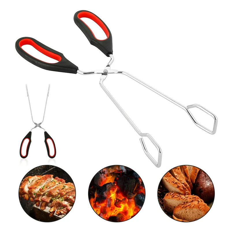

Portable Long Handle Scissors Type Outdoor Kitchen Barbecue Tongs Clamp Grilling Multifunction Food Clip Camping Cooking