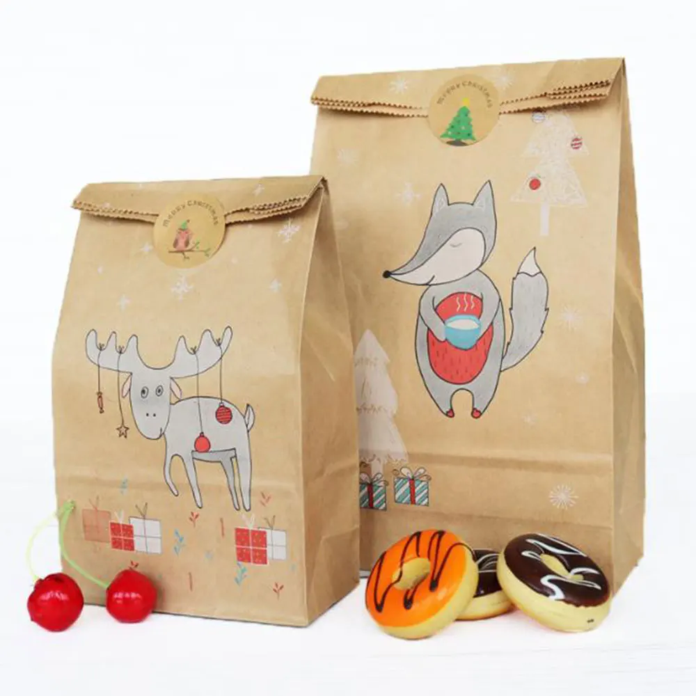 

12/24 шт рождественские подарочные коробки Сумки Крафт-Бумага конфеты сумки Рождество Новый год упаковка печенья сумки navidad рождественские в...