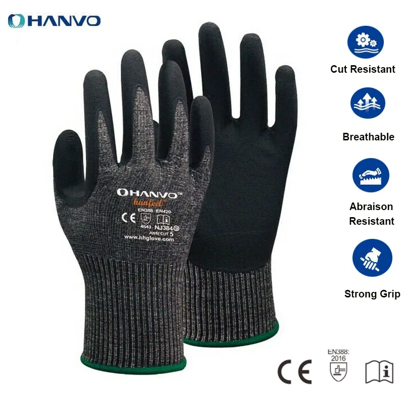 Рабочие перчатки с защитой от порезов Нитриловый уровень 5 защитные для езды на