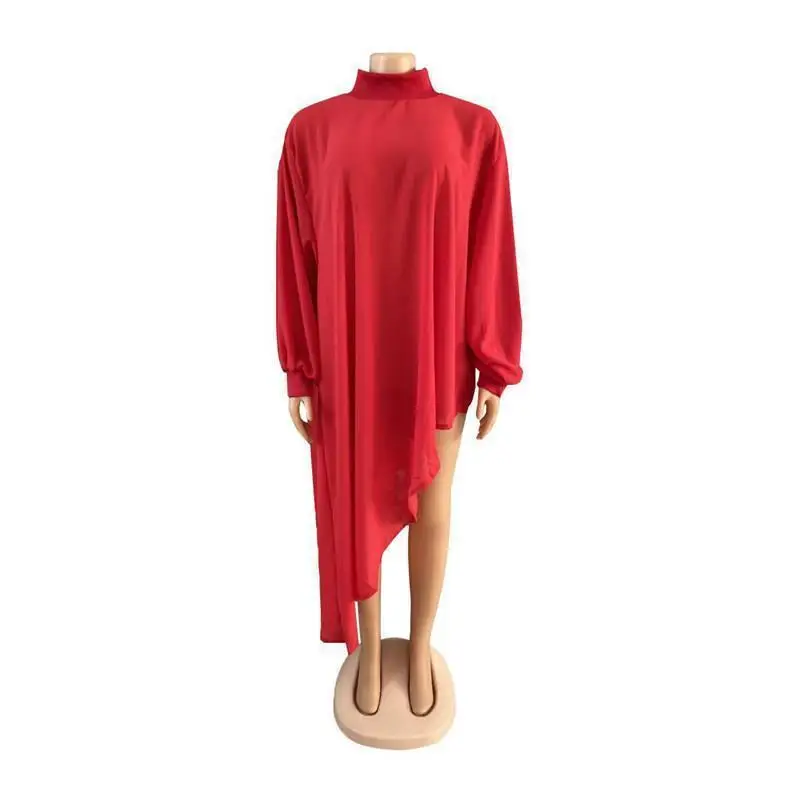 

2021 New Fashion Design Asymmetrical Long Dress New Style Women's Wear O-neck Lantern Sleeve High Street Fashion Sashes Dress