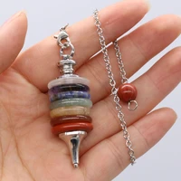 natural stone 7 chakra pendulum necklace reiki heal hypnosis energy meditation cone pendant jewelry for women party gifts