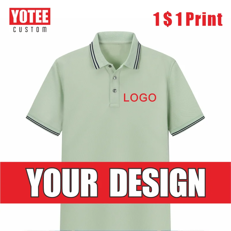 

YOTEE Summer Men's Polo Shirt Logo Custom Embroidery Hot Stamping Company LOGO Lapel Slim Polo Shirt Top Custom Logo S-4XL