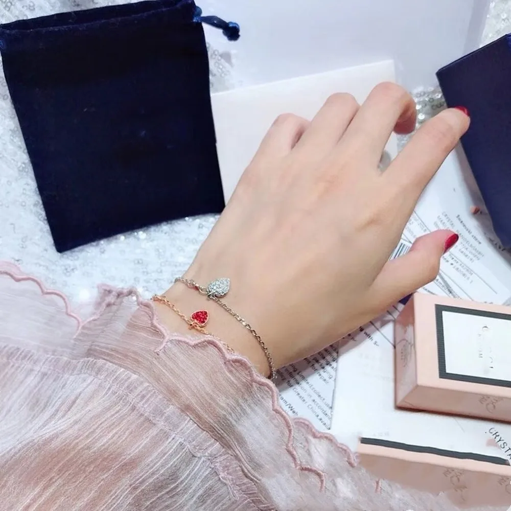 

SWA Fashion Jewelry High Quality New Romantic Double Love Crystal Set Bracelet, Birthday Gift for Girlfriend
