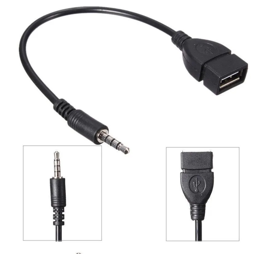 

3,5 мм штекер к USB 2,0 Женский конвертер AUX аудио кабель 0,2 м 20 см