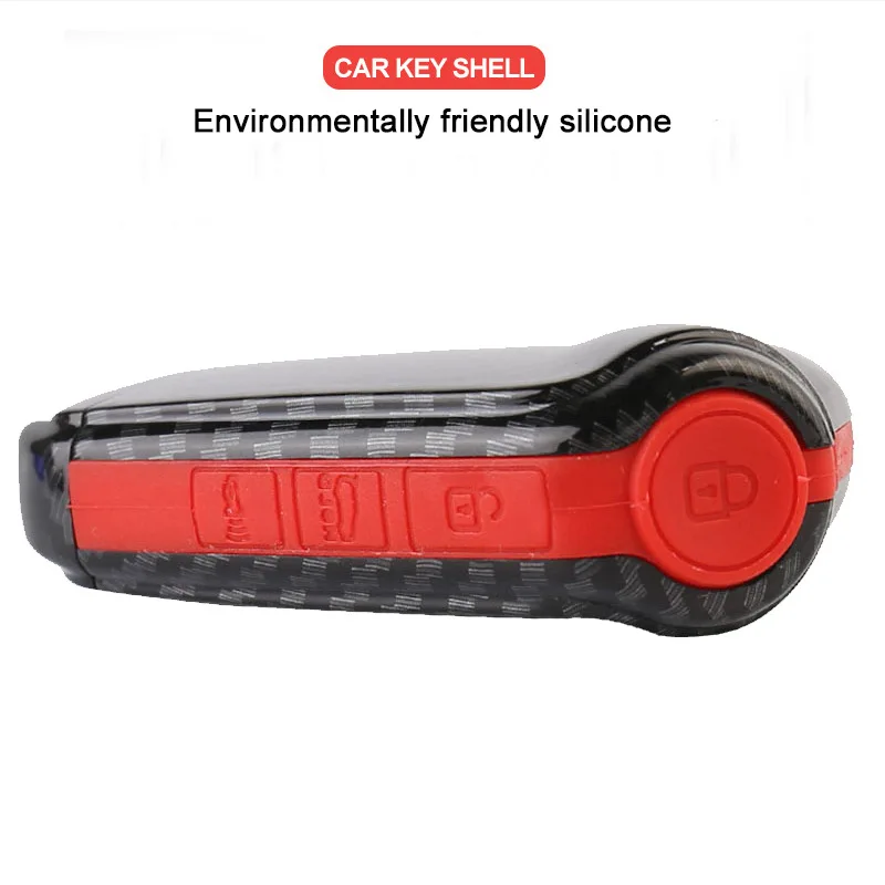 carbon red Автомобильный корпус умного ключа из углеродного волокна ABS, чехол для ключей для Kia Stinger - Название цвета: carbon red