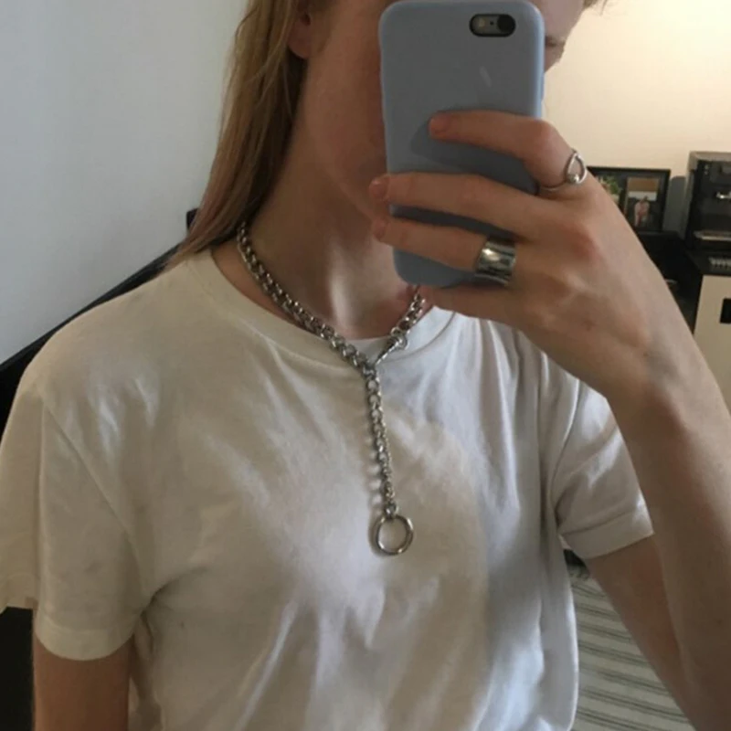 1x Панк Сплав готический рок круглый металлическая цепочка колье воротник