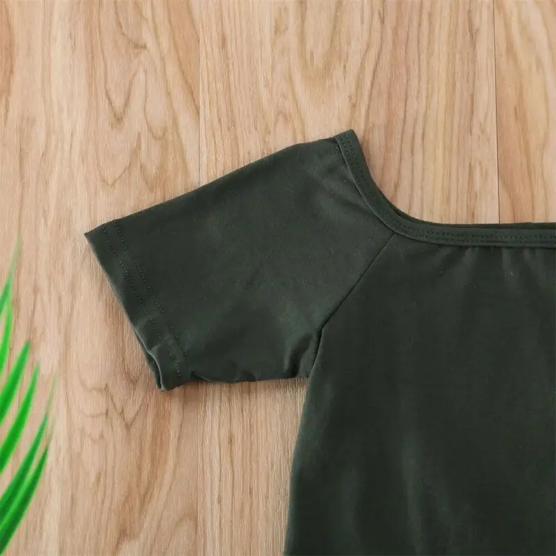 Модная одежда для маленьких девочек комплект из 2 предметов футболка с короткими