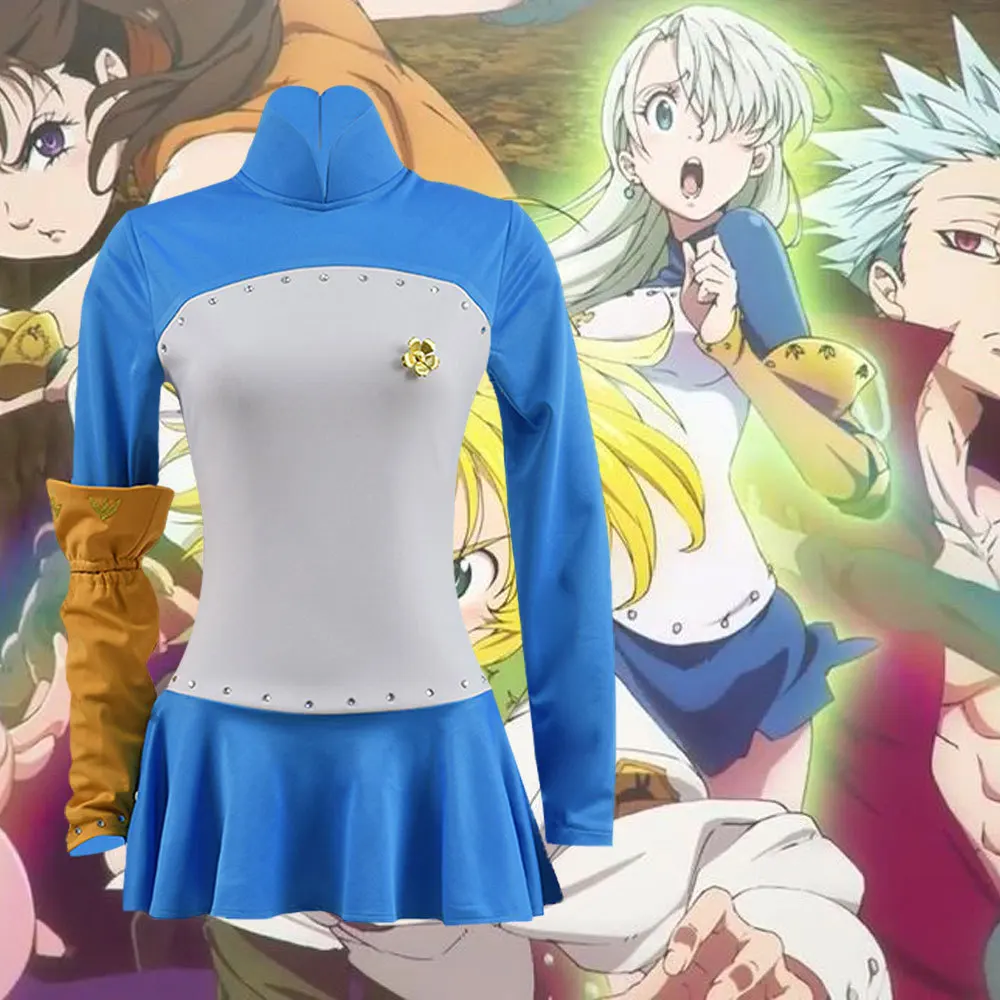 

Аниме Комикс The Seven Deadly Sins Revival of the commands костюмы для косплея Liones Elizabeth карнавальный костюм синие платья