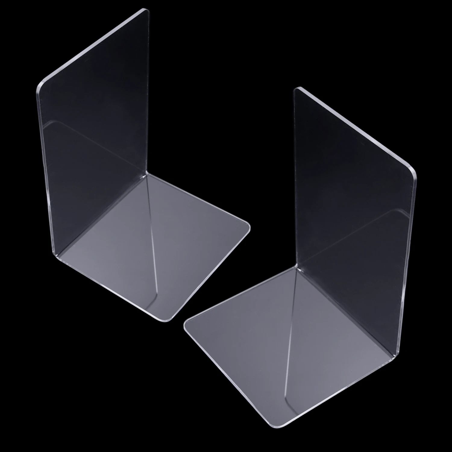 

1 Pair Transparent Acrylic Bookends L-shaped Desk Organizer Desktop Book Holder School Stationery Office Accessories