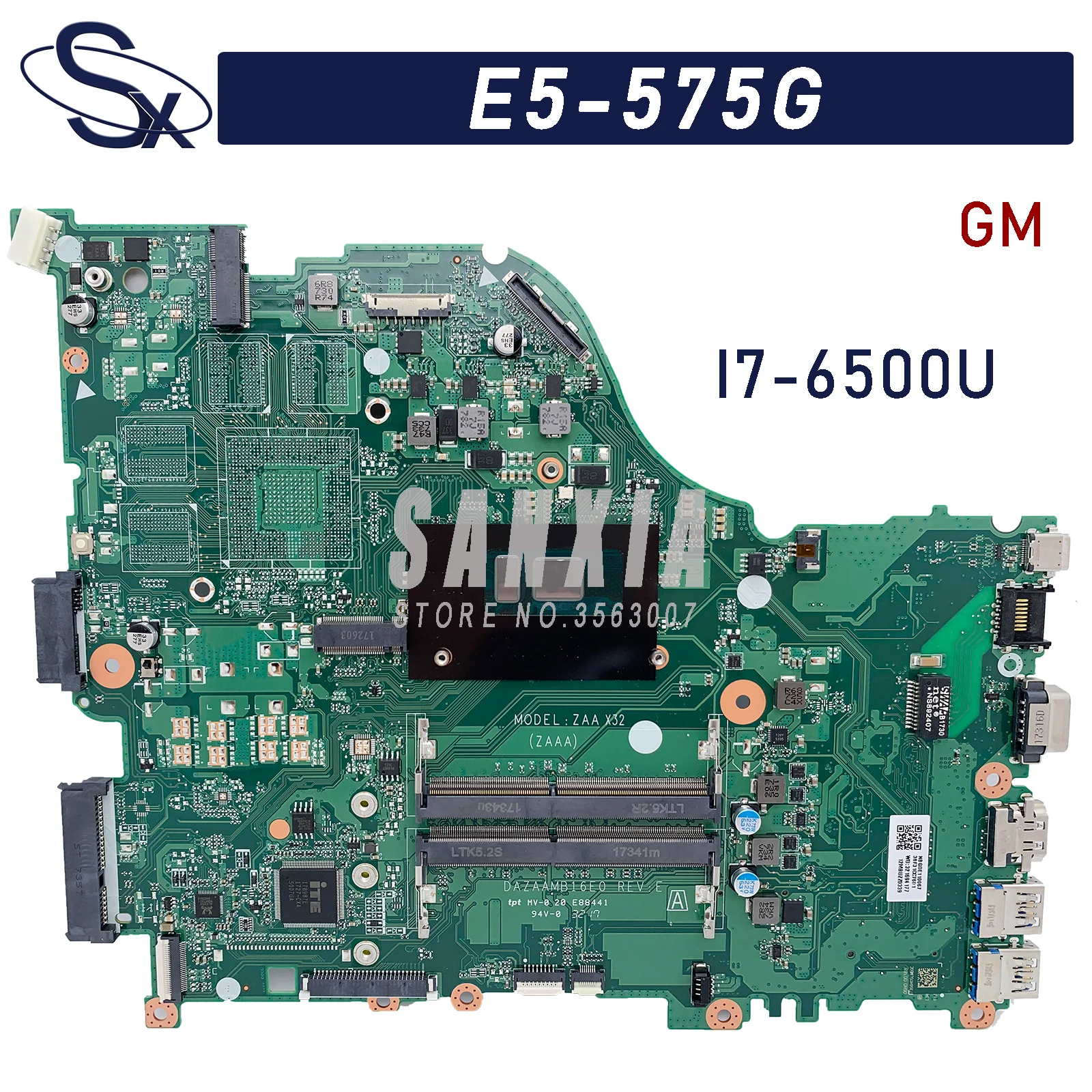 

KEFU DAZAAMB16E0 Laptop motherboard for Acer Aspire E5-575G original mainboard I7-6500U UMA