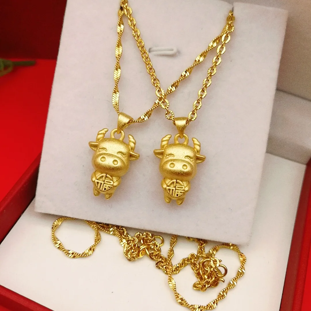 

sand gold necklace woman thick gold peach heart-shaped hollow pendant copper gold-plated necklace fight imitation gold jewelry