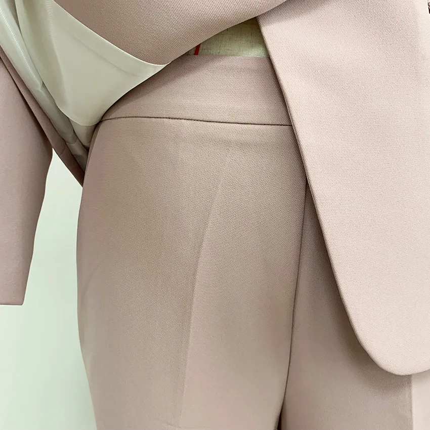 2019 Fall high quality OL suits Chic double-breasted blazers jackets + ninth pants 2pieces set Chic women elegant pantsuit A743