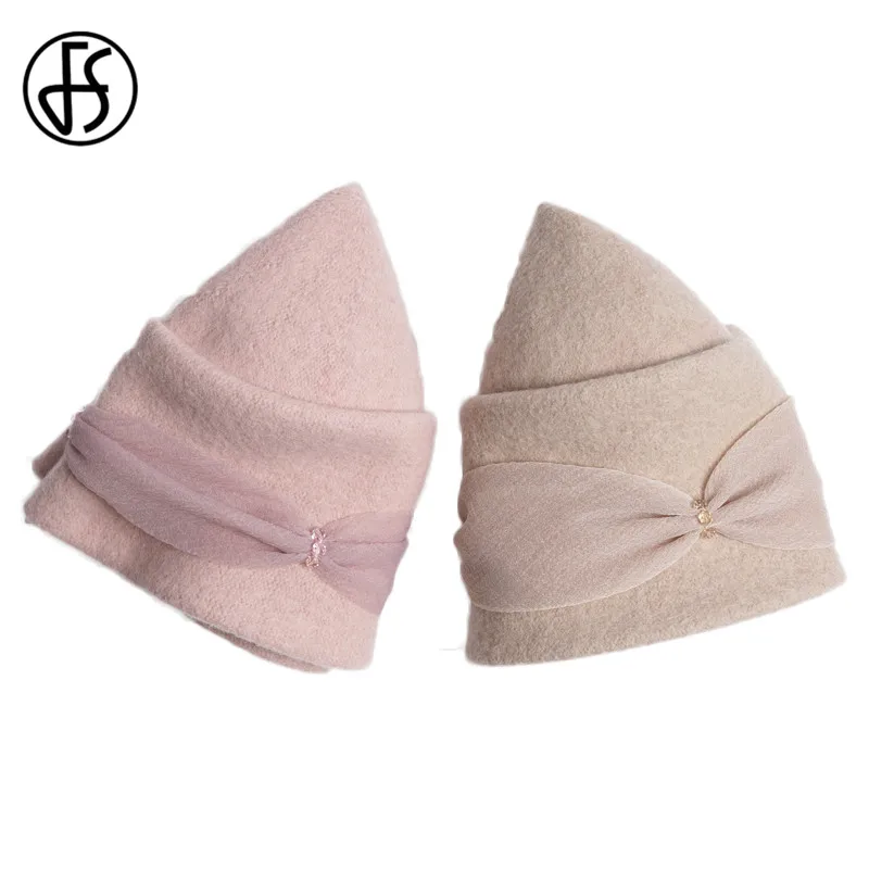 Женская шерстяная шляпа котелок FS в винтажном стиле элегантная теплая