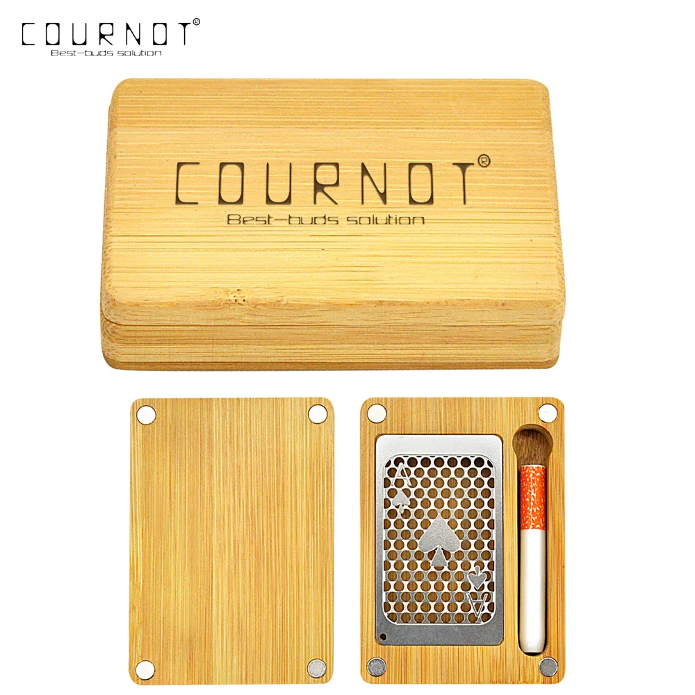 

COURNOT Tobacco Kit Ceramic One Hitter Bat Pipes One To More Stainelss Steel Blade Herb Grinder With Tobacco Bamboo Rolling Tray