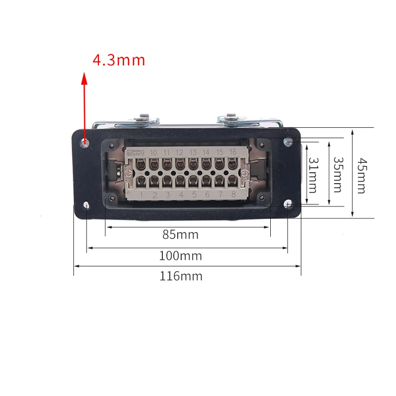 Разъем для тяжелых условий эксплуатации Авиационная вилка прямоугольная