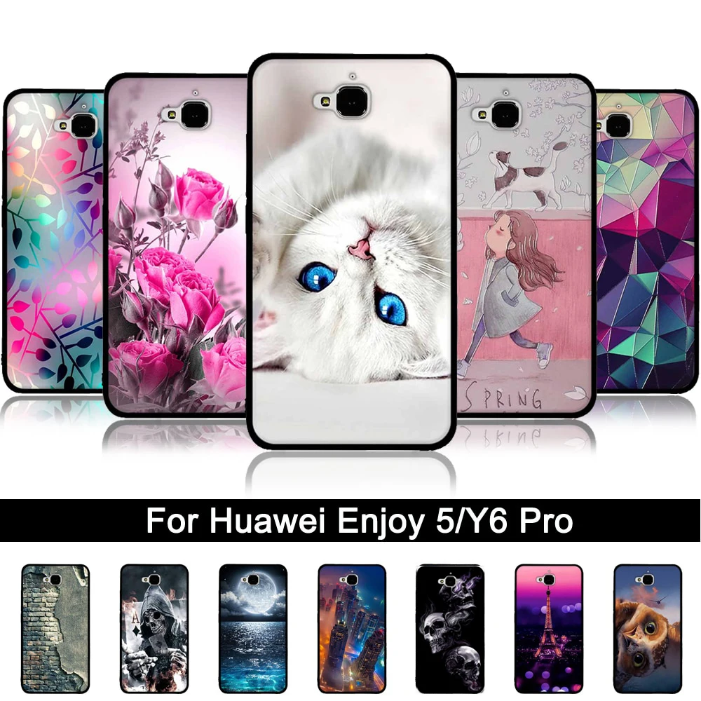 

TPU Case For Huawei Honor 4c Pro Y6 Pro Soft Silicone Back Phone Cover 3D Relief Stereo Cases For Huawei y6pro Enjoy 5 Shell Bag