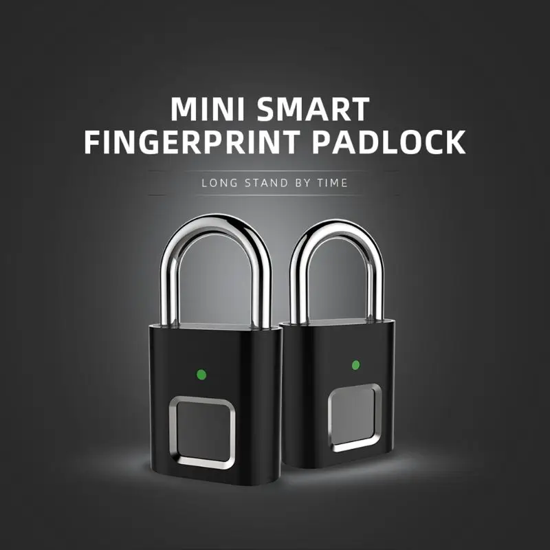 Smart Biometric Thumbprint Door Padlocks Rechargeable Lock Fingerprint Padlock USB Keyless Quick Unlock |