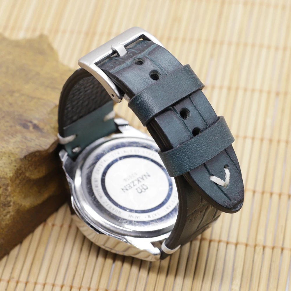 Genuine Leather Watchband 18mm 20mm 22mm 24mm Vintage Personality Crocodile Texture Watch Strap Bracelet for Women Men