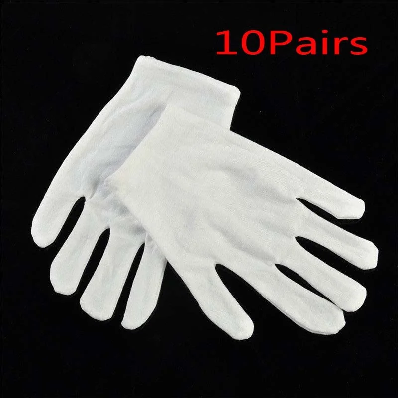 

10pcs men and women thin cotton white wear-resistant gloves breathable non-slip protective gloves cotton blended manicure gloves
