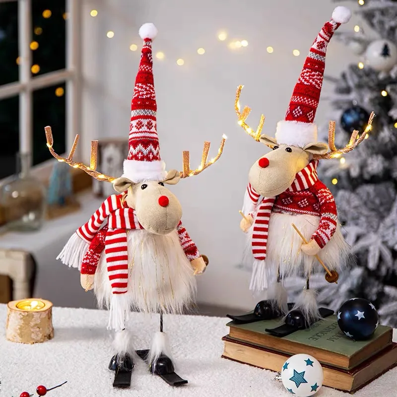 

Large Christmas Reindeer Elk Doll With Led Lights Christmas Tree Decorations For Home 2022 New Year Kids Christmas Decor Gifts