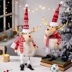 Большая Рождественская кукла оленей со светодиодной подсветкой, украшения для рождественской елки для дома 2022, новогодние и детские рождественские украшения, подарки