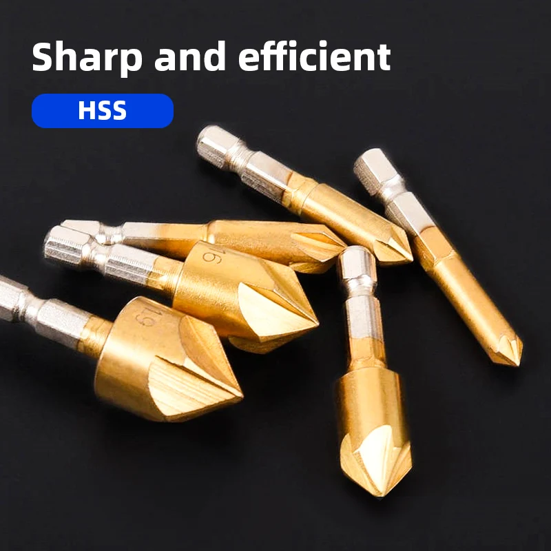 6 шт. фаски зенковки 1/4 &quotшестигранный хвостовик HSS Сверло Резак с титановым