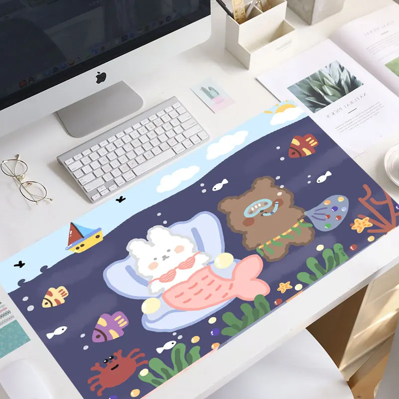 

900x400mm Cartoon cute bear mousepad Office Mice Mouse Pad Mat Carpet Gamer Soft Mouse Pad Large Mouse Pad keyboard mouse pad