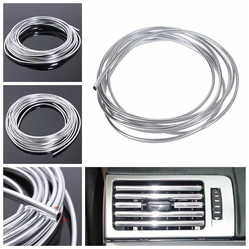 

6m Silver Car Interior Decor Door Chrome Moulding Trim Strip Protector Roll