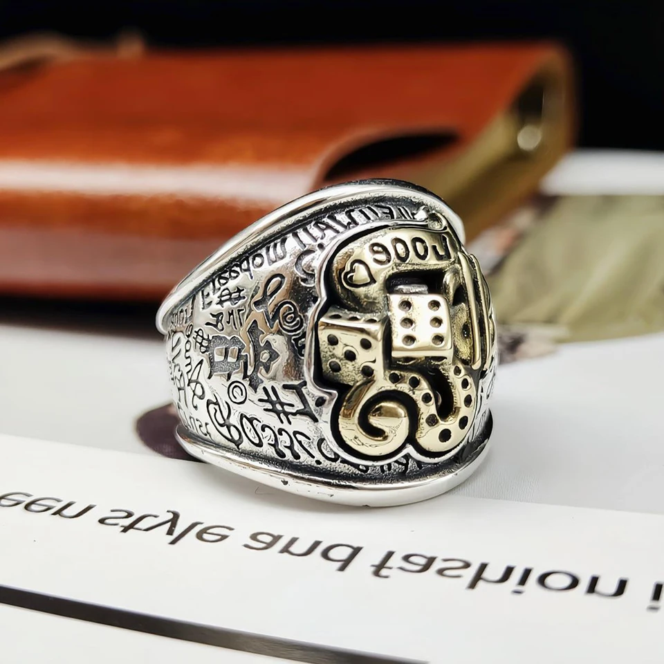 

Мужское кольцо в стиле хип-хоп, серебро 925 пробы