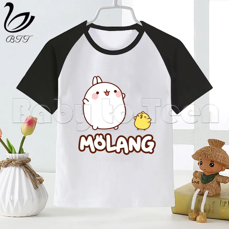 Футболка с забавным принтом в виде милого кролика из мультфильма molan and Piupiu