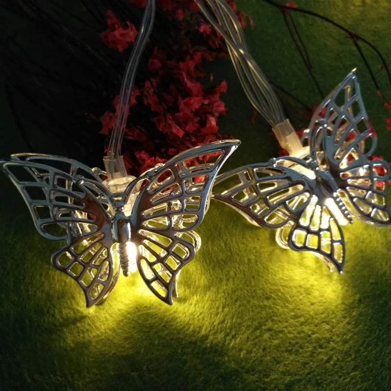 

2 Strings 4.9Ft 10 LED Iron Butterfly Fairy String Lights Night Lamp-Battery Powered-Decoration for Home Bedroom Kids Nursery Ro