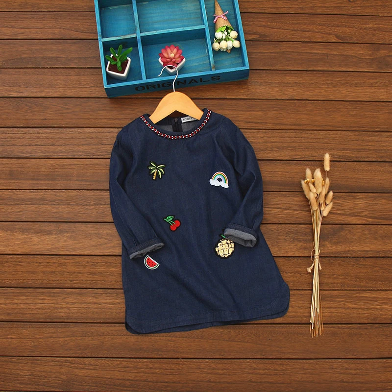 Детское джинсовое платье для девочек весенне-осеннее повседневное Тканое с