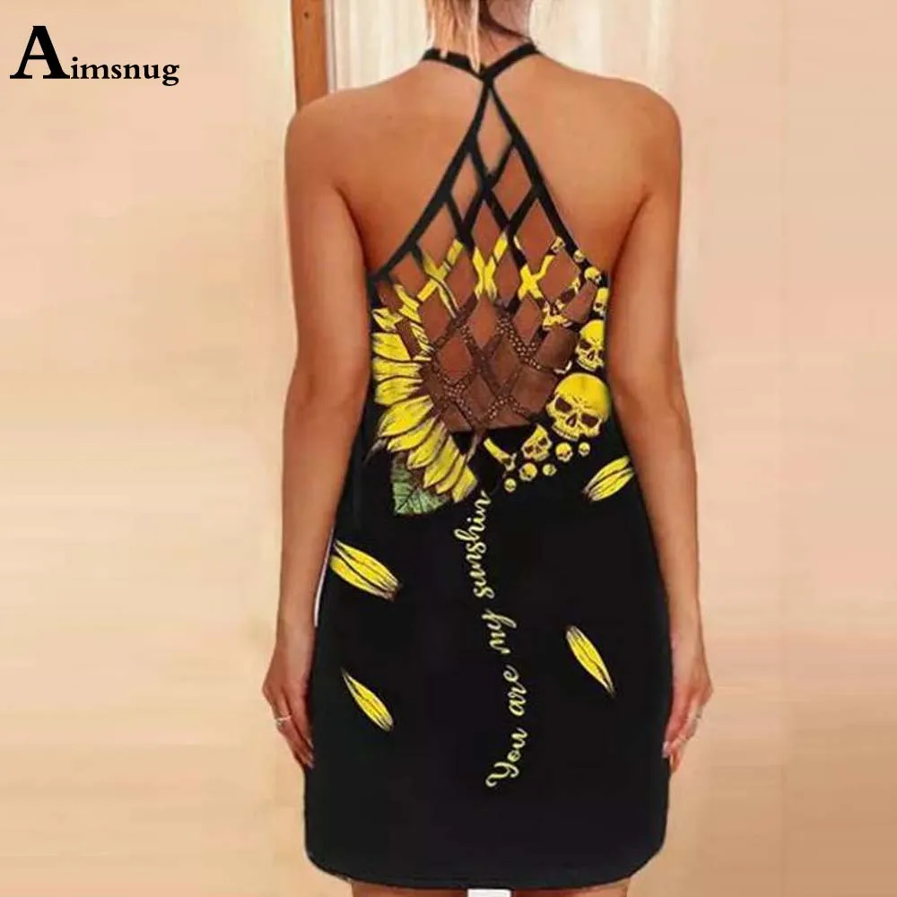 

2021 Summer Casual Short Mini Dress Women Sleeveless Hollow Out Beach Dresses Plus size Ladies Boho Flower Print Sundress Femme