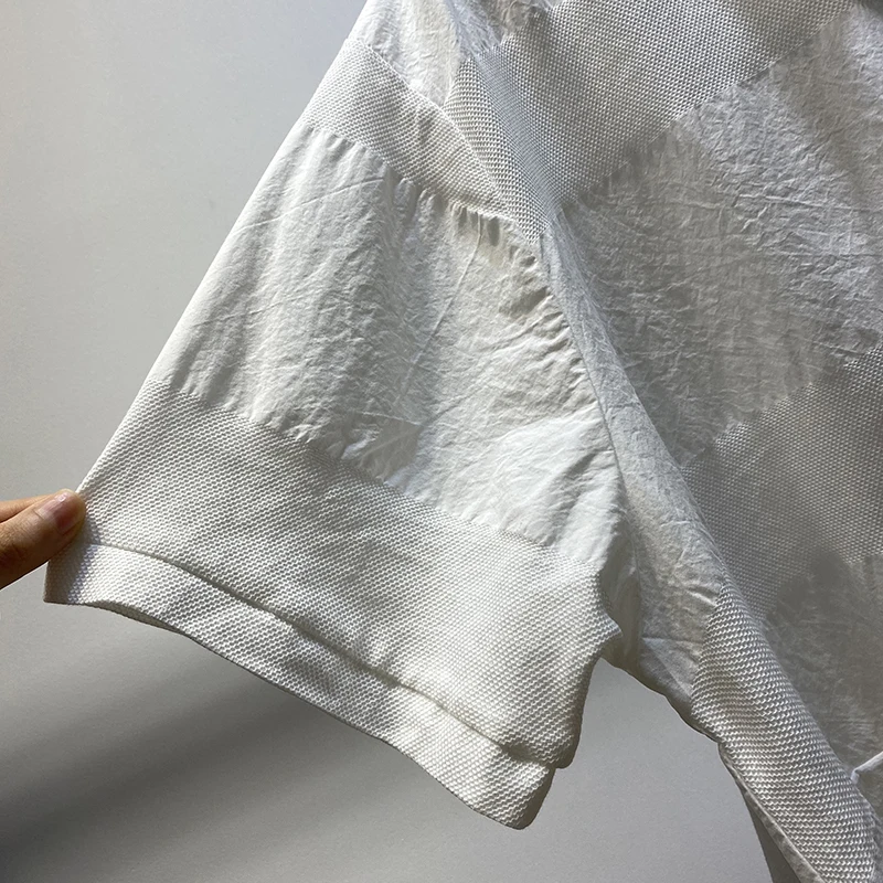 

Casual Loose White Short Sleeve Mid-length Shirts for Women Korean Fashion Summer Ladies Polo Collar Solid Color Top and Blouse